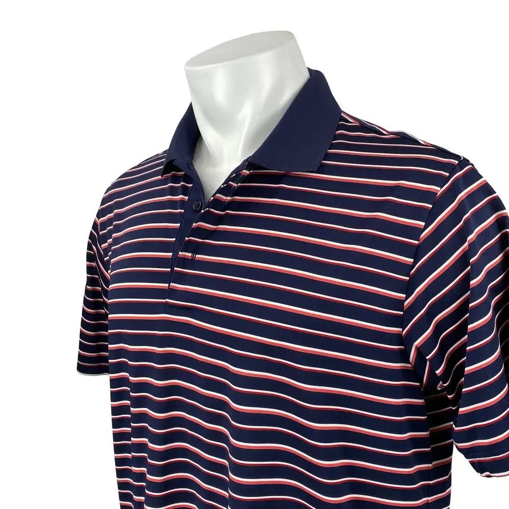 Adidas Climalite Multicolor Stripe Short Sleeve Classic Golf Polo Shirt Top Sz M